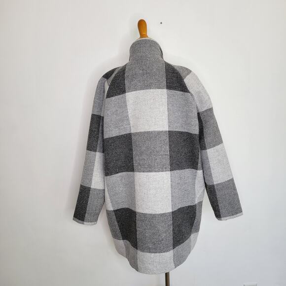 Marine Layer Stephanie Cocoon Coat Gray Buffalo Check Recycled Women XL - Picture 4 of 15